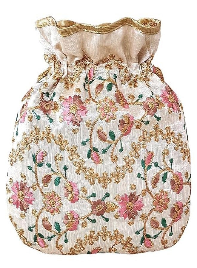 داتشيس حقيبة بوتلي دوقة بيضاء مطرزة بالزهور للنساء | حقيبة بوتلي أنيقة لحفلات الزفاف والمناسبات، بمقبض ذهبي وشرابات | حقيبة باتوا تقليدية للعروس، مثالية للمناسبات الاحتفالية والهدايا | خفيفة الوزن وواسعة - Image 4